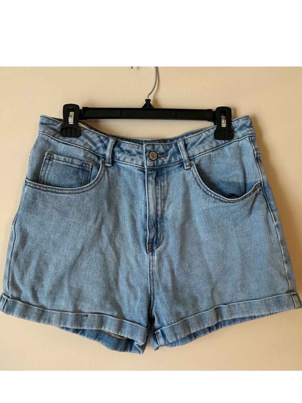 PacSun Mom Shorts Size 30 Light Wash High Rise Cuffed 100% Cotton Denim